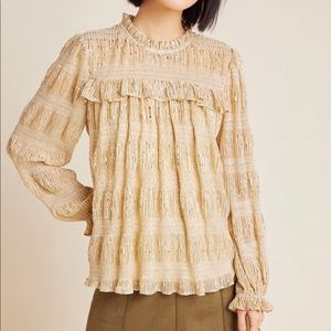 Anthropologie Gold Blouse